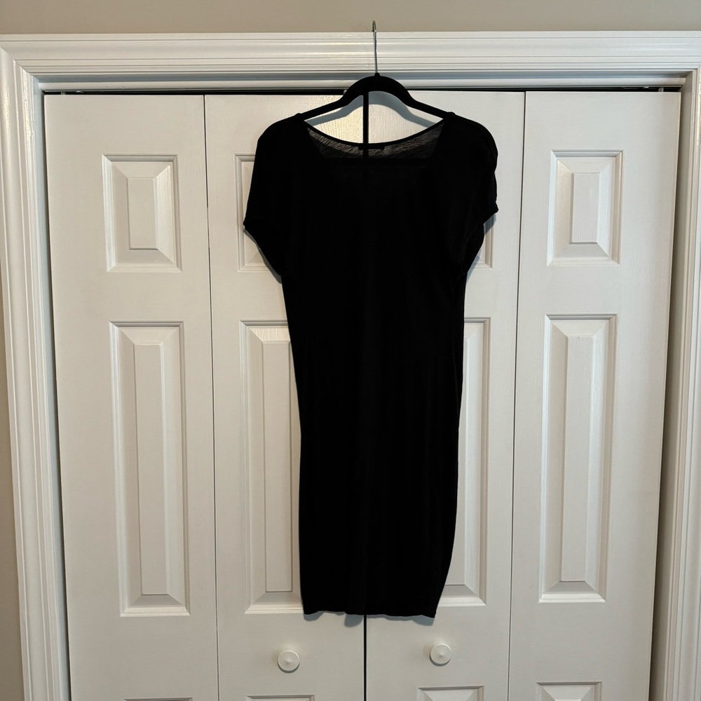 LAmade soft sexy little black cap sleeve t-shirt dress, draped cowl neck, Size S